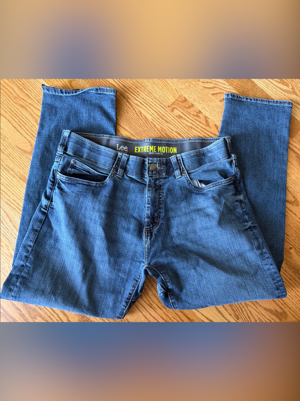 Lee EXTREME MOTION Men's Slim Fit Straight Leg Stretch Jeans in Blue 36 x 29